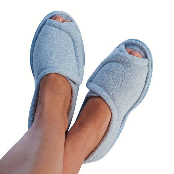 Women's Terry Cloth Comfort Slippers - Light Blue