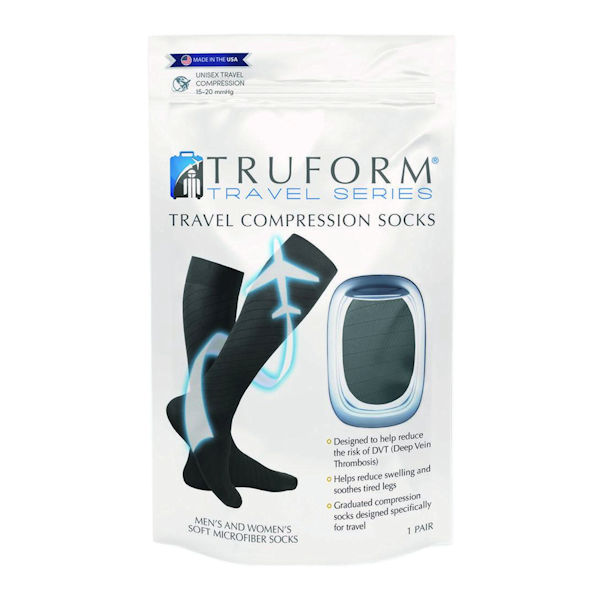 Truform&reg; Travel Unisex Regular Calf Moderate Compression Knee High Socks