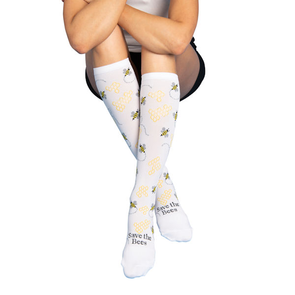 NurseMates&reg; Unisex Moderate Compression Knee High Endangered Species Socks