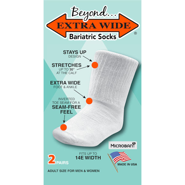 Product image for Beyond® Unisex Extra Wide Calf Bariatric Crew Socks - 2 Pack