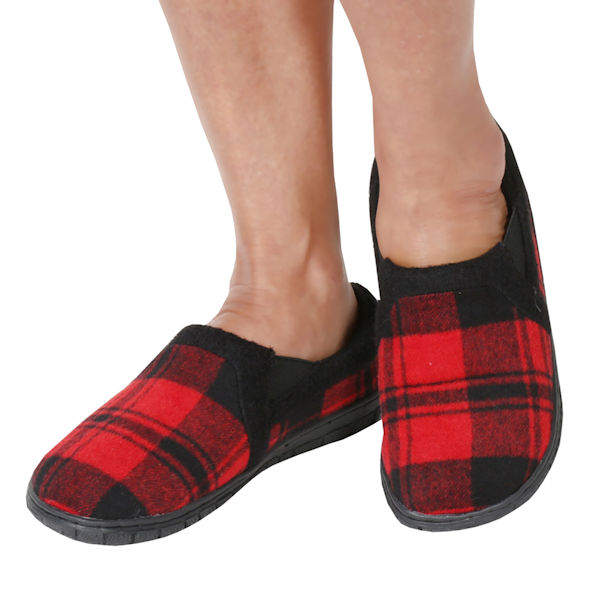 Men's red Chequered footsies slippers