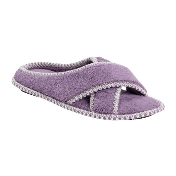 Product image for Ada Micro Chenille Criss Cross Slipper - Lilac/Ivory
