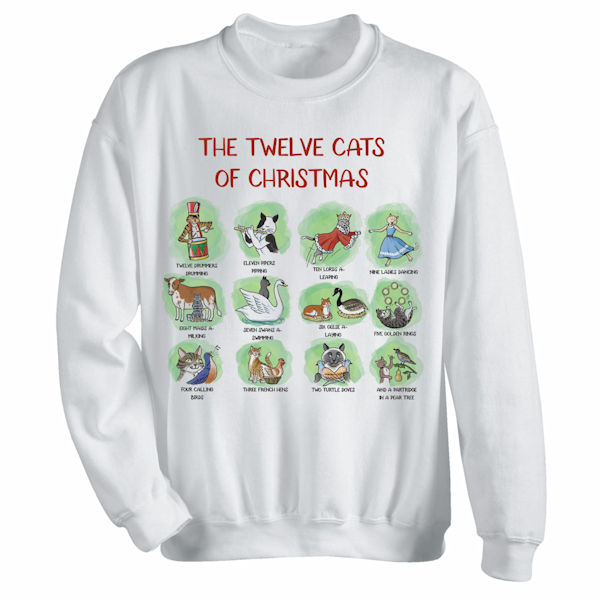 Product image for The 12 Cats of Christmas T-Shirts or Sweatshirts