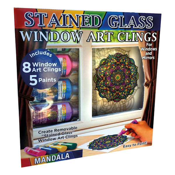 Product image for Stained Glass Mandala Window Art Clings - Set of 8