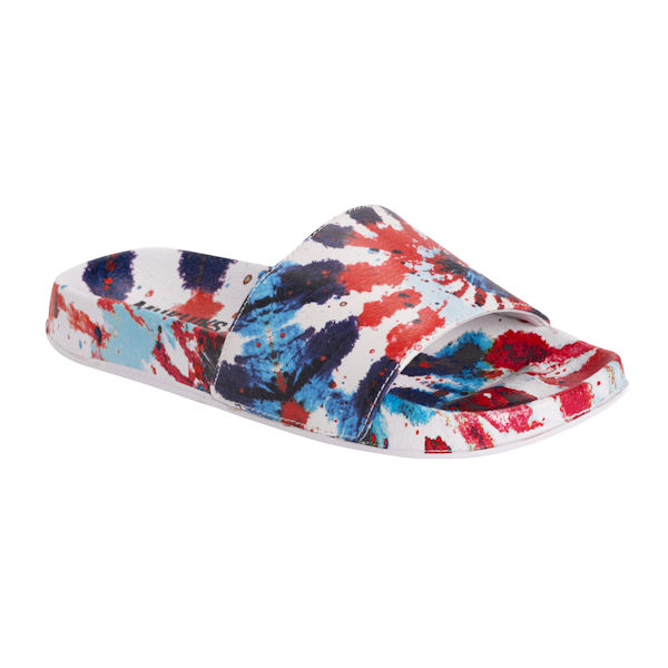Product image for Muk Luks Pool Party Summer Slide Sandals - White Tie Dye