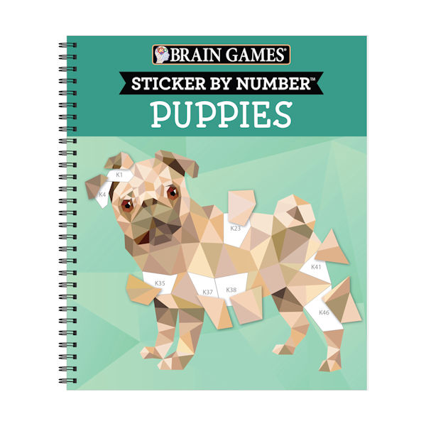 Product image for Braingames Sticker by Number Spiral-Bound Book - Puppies