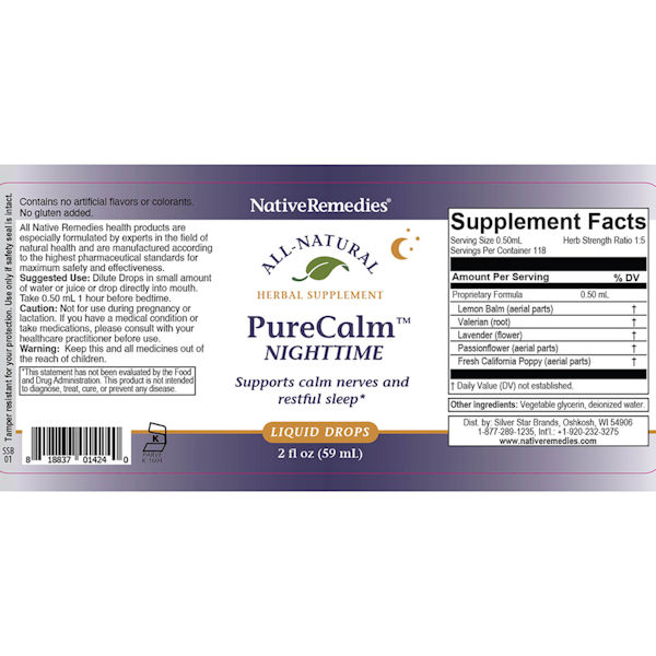 Product image for PureCalm Nighttime Herbal Supplement