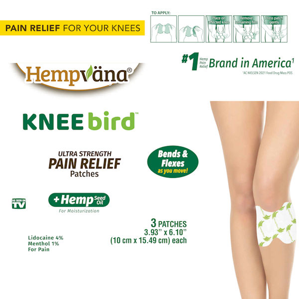 Product image for Hempvana Knee Bird Pain Relief Patches - Set of 3