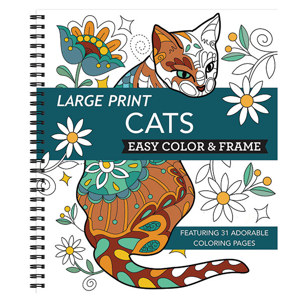 Product image for Large Print Cats Coloring Book and 12-Piece Pencil Set