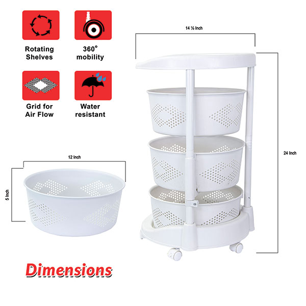Product image for 3-Tier Rolling Cart