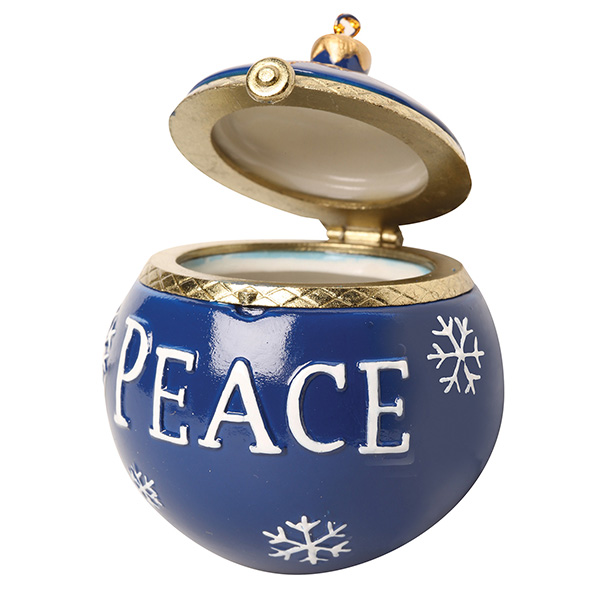 Porcelain Surprise Christmas Ornaments - Peace Blue Round