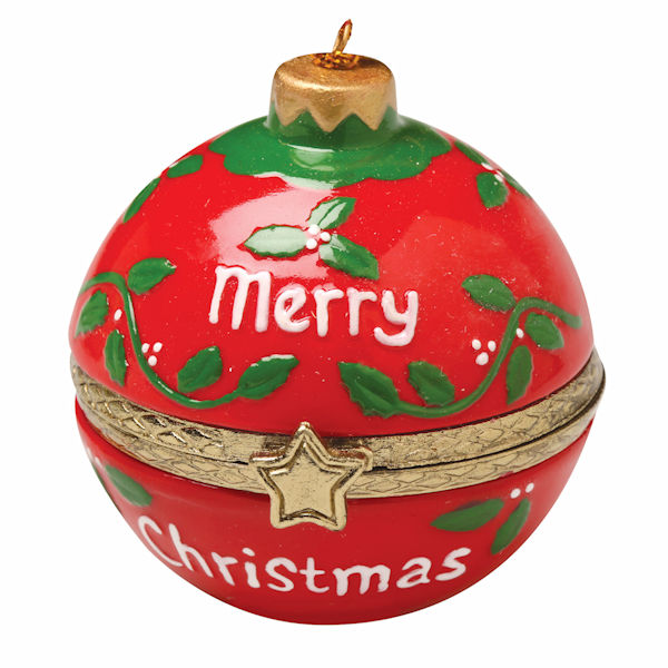 Porcelain Surprise Christmas Ornaments - Merry Christmas Round