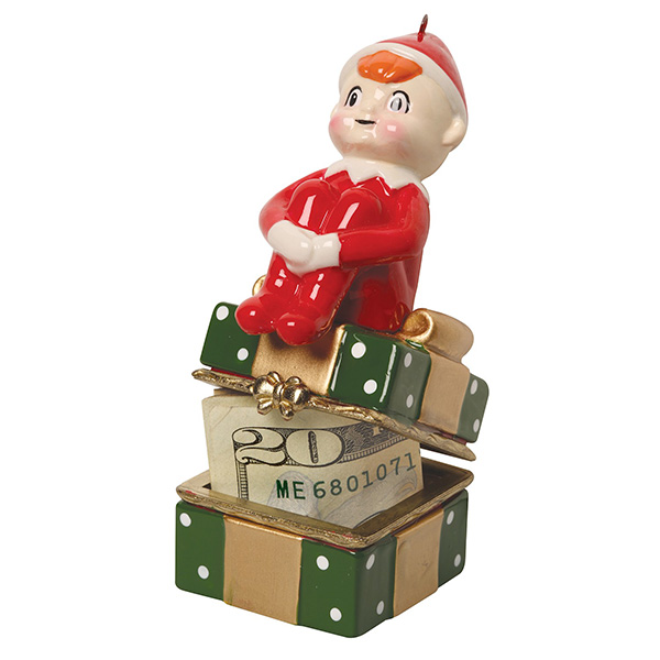 Porcelain Surprise Christmas Ornaments - Elf on Presents