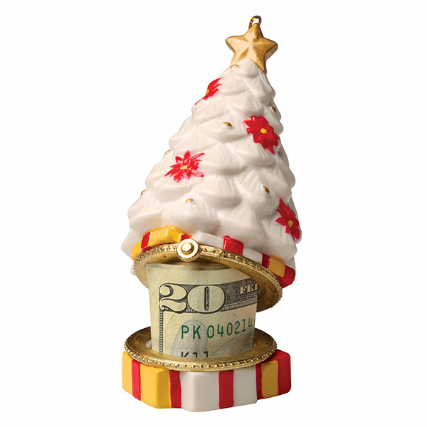 Product image for Porcelain Surprise Ornament - Poinsettia Tree