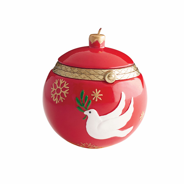 Porcelain Surprise Christmas Ornaments - Round Dove