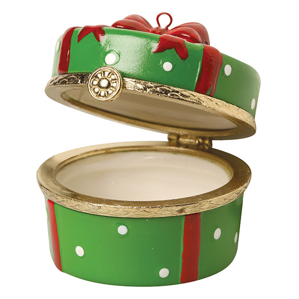 Product image for Porcelain Surprise Ornament - Green Round Gift Box