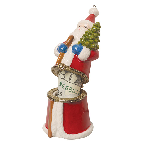 Product image for Porcelain Surprise Christmas Ornaments - Vintage Santa with Tree