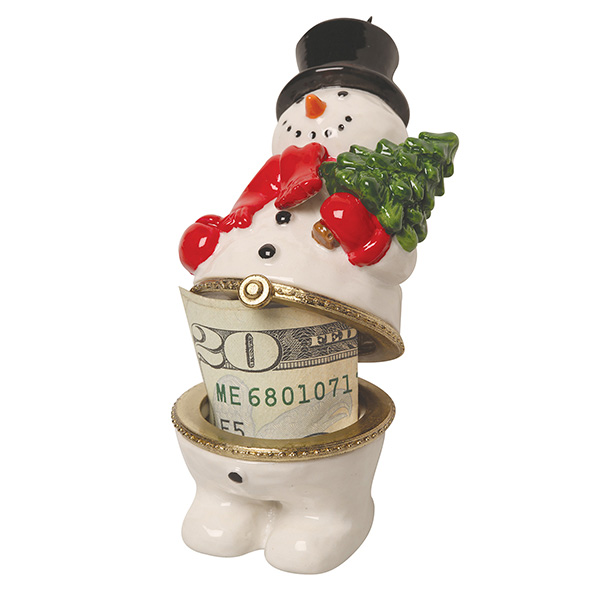 Product image for Porcelain Surprise Ornament - Snowman with Tree