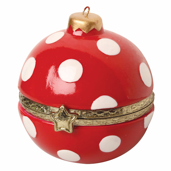 Product image for Porcelain Surprise Christmas Ornaments - White Dots on Red Sphere
