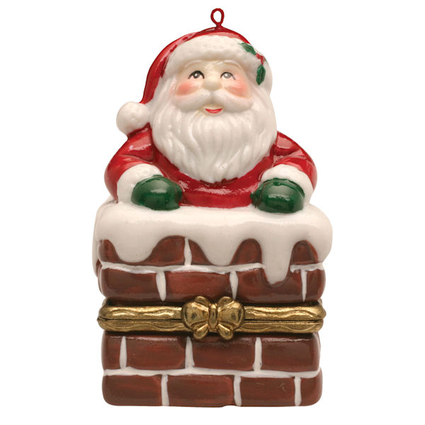 Porcelain Surprise Christmas Ornaments- Santa in Chimney