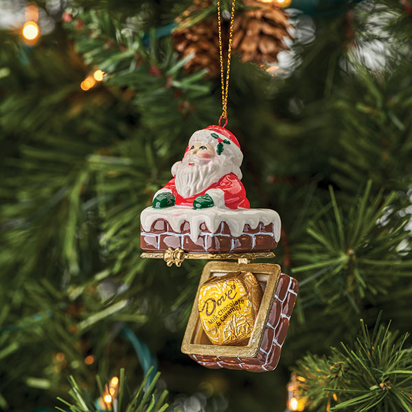 Porcelain Surprise Christmas Ornaments- Santa in Chimney