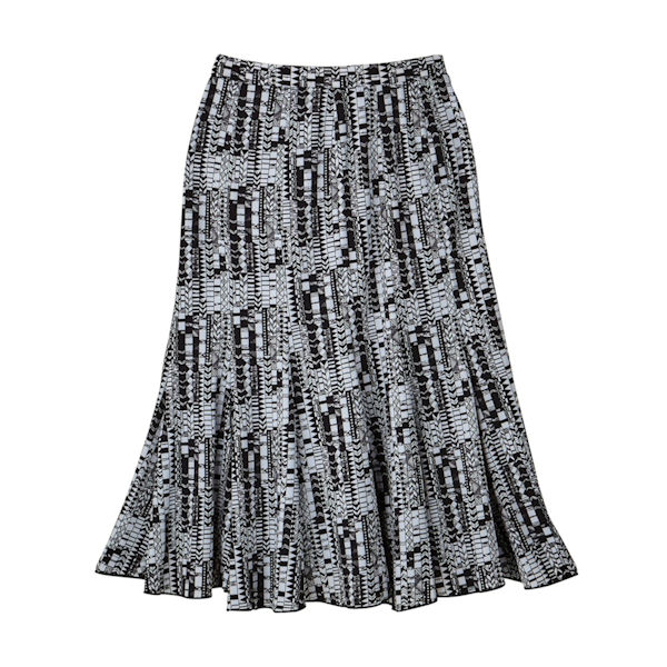 Black/White Print Godet Easy Traveler Skirt