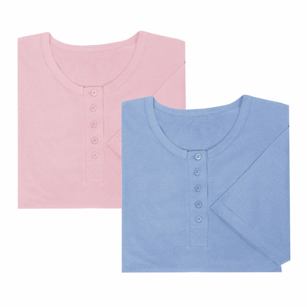 Henley Nightshirts - Pink/Light Blue - Set of 2