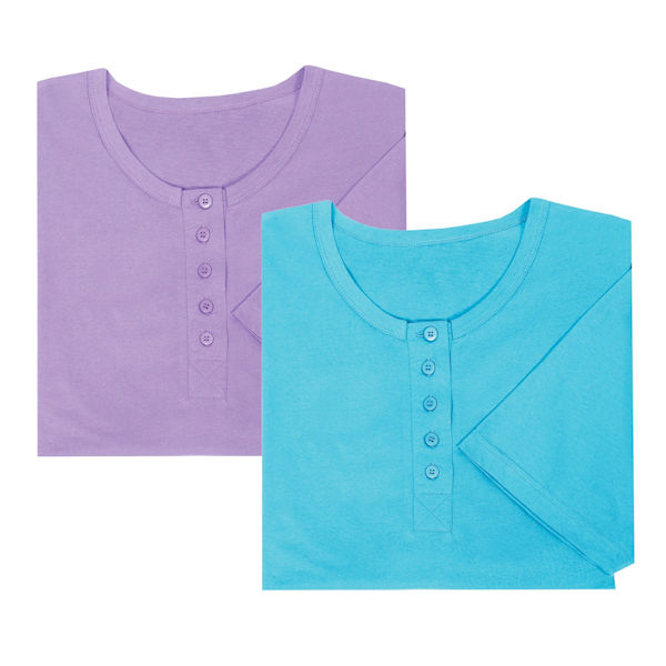 Henley Nightshirts - Purple/Turquoise - Set of 2