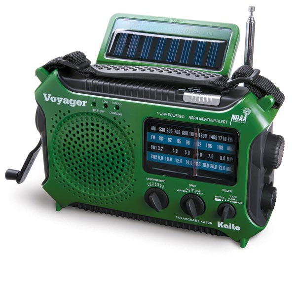 Product image for 4-Way Powered Emergency Weather Alert Radio with Cell Phone Charger - Green