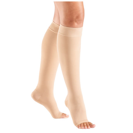 Support Plus® Women's Opaque Open Toe Firm Compression Knee High Stockings