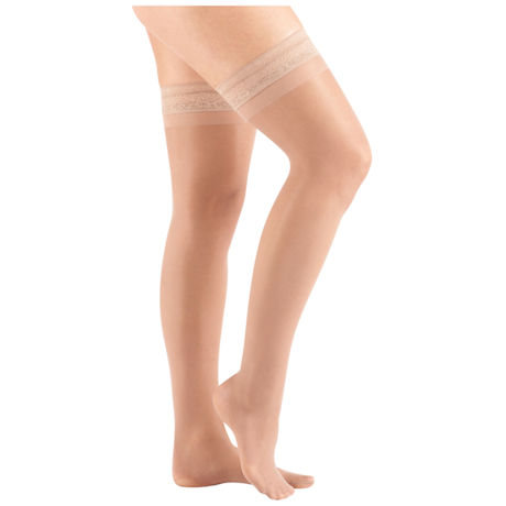Support Plus® Women's Sheer Closed Toe Mild Compression Thigh High Stockings