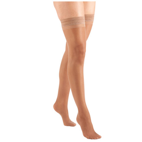 Support Plus® Women's Sheer Closed Toe Mild Compression Thigh High Stockings