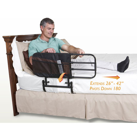 Ez Adjustable Bed Rail - Safety Hand Rails Pivot Down