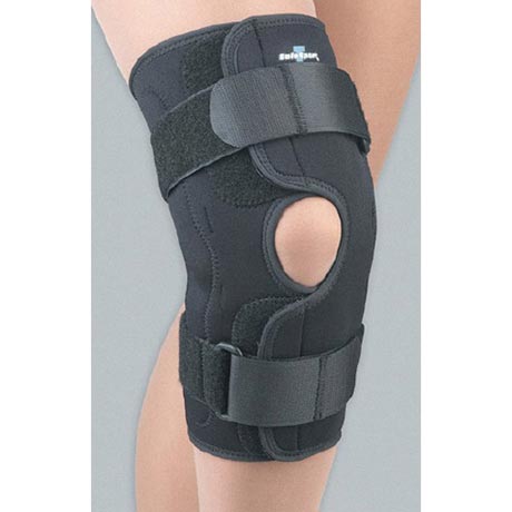 Wraparound Hinged Knee Brace in Stay-Put Adjustable Neoprene with Side Stays 