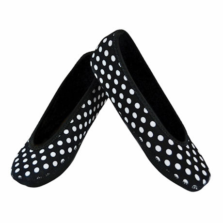 Nufoot Women's Ballet Flat with Non-Slip Soles - Black and White Dots