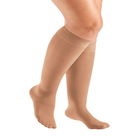 Support Plus® Women's Sheer Closed Toe Wide Calf Moderate Compression Knee High Stockings