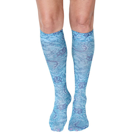 Leaves And Floral Elements White Background Compression Socks For Women 3D Print Knee High Boot 