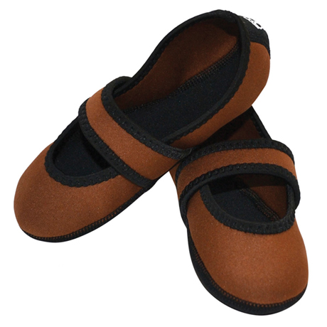Nufoot Mary Jane Indoor Slippers Stretch with Non Slip Soles - Coffee