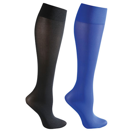 Celeste Stein® Women's Opaque Closed Toe Wide Calf Firm Compression Trouser Socks - 2 Pack