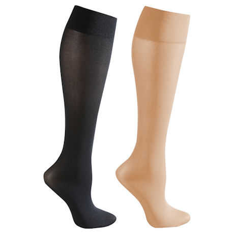 Women's Opaque Closed Toe Wide Calf Firm Compression Trouser Socks - 2 Pack
