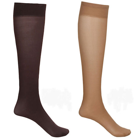 Women's Opaque Closed Toe Wide Calf Firm Compression Trouser Socks - 2 Pack