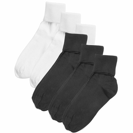 Buster Brown® 100% Cotton Women's Small Crew Socks - 6 Pack (3 White 3 Black)
