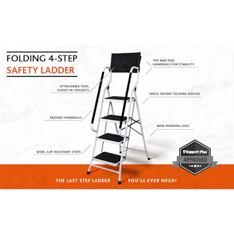 4 Step Safety Ladder with Padded Handrails