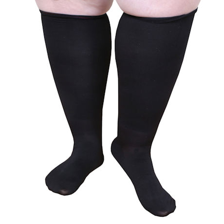 Opaque Closed Toe Petite Height Extra Wide Calf Moderate Compression Knee High Socks
