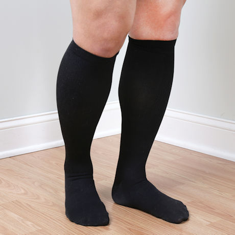 Support Plus® Men's Opaque Wide Calf Moderate Compression Knee High Socks
