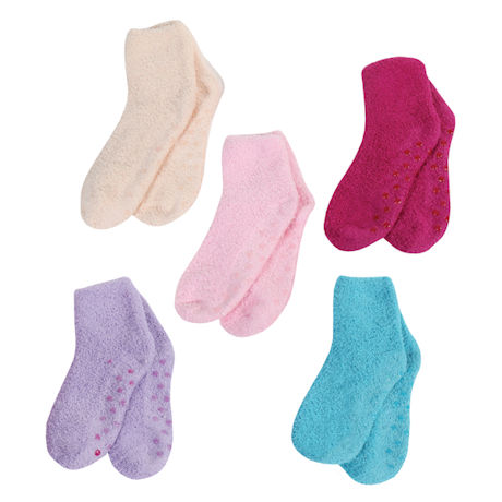Women's Ankle Length Non-skid Cozy Gripper Socks - 5 Pack