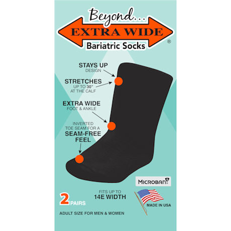 Beyond® Unisex Extra Wide Calf Bariatric Crew Socks - 2 Pack