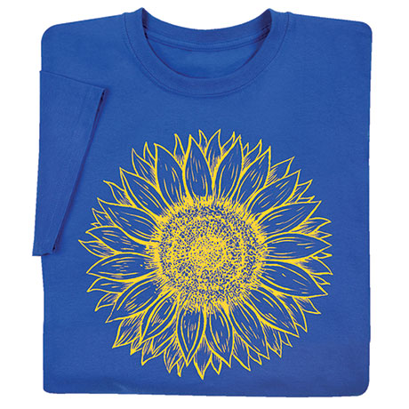 Sunflower Drawing on Royal T-Shirts or Sweatshirts