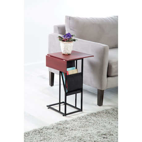 Side Table with Expanding Table Top & Sling Pocket