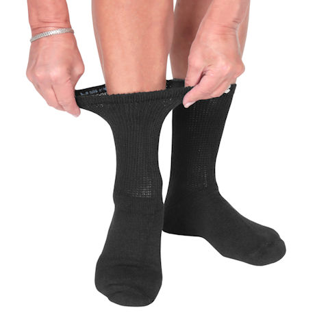 Unisex Loose Fit Diabetic Crew Length Socks - 3 Pack